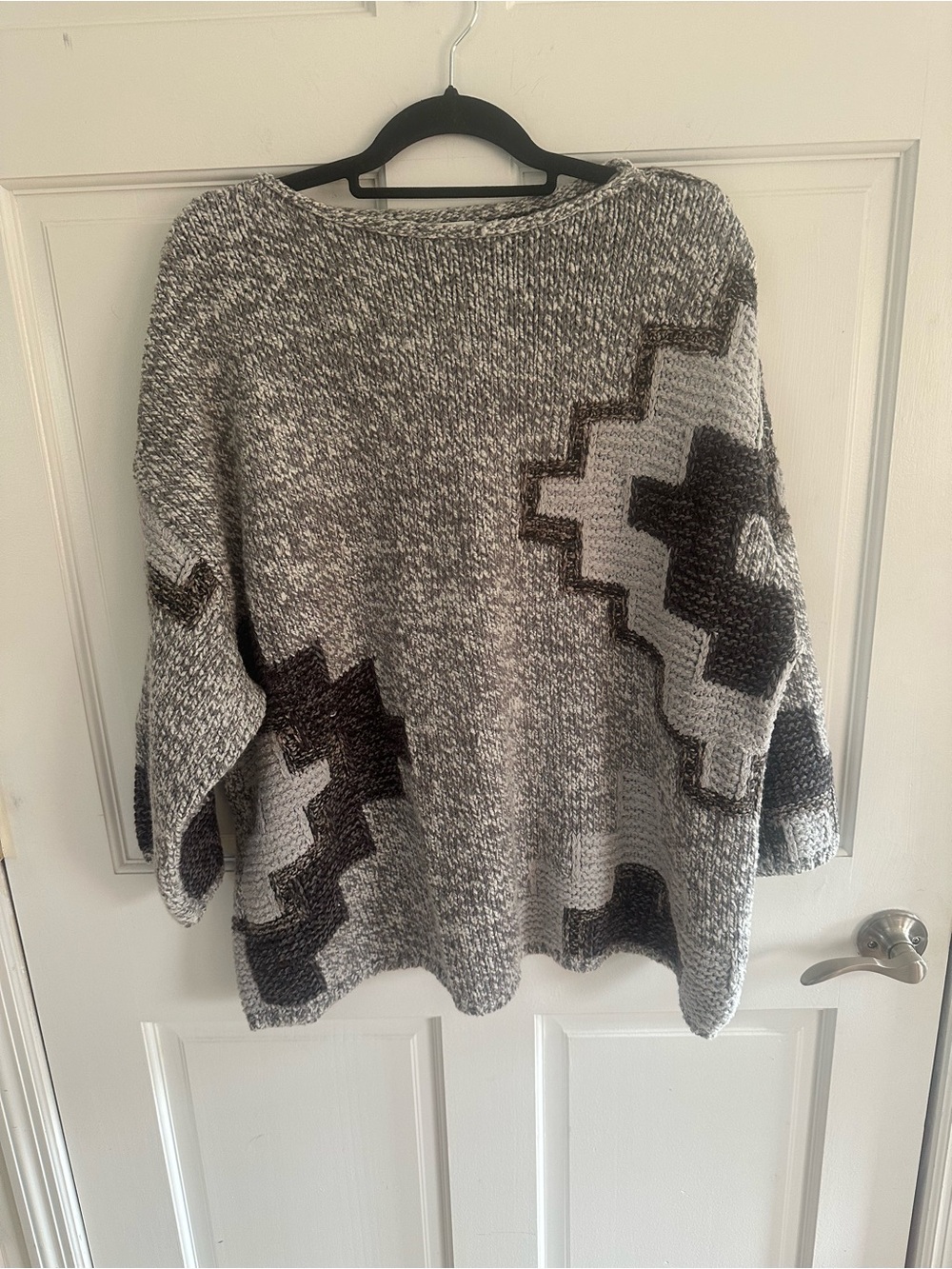 J. Jill Gray Marled Crewneck Sweater Geometric pit to pit 26 Length 26 used